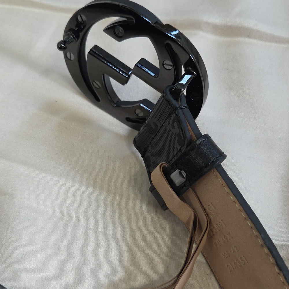 Gucci Black Imprime Monogram GG Belt - Picture 13 of 16